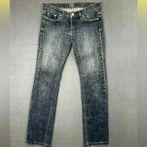 Bebe Carmen Straight leg Jeans Womens 27 made in USA blue denim designer 0386